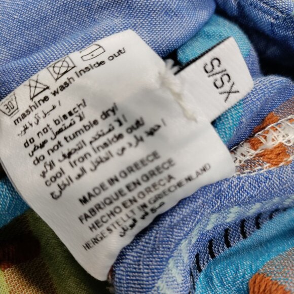 NWT Pearl & Caviar Blue Striped Rustic Lagenlook Alonissos ZAKAR Shirt Size S - Picture 8 of 12